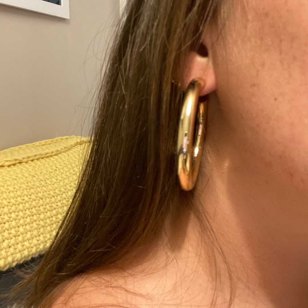 Thick Gold Hoops - image 2